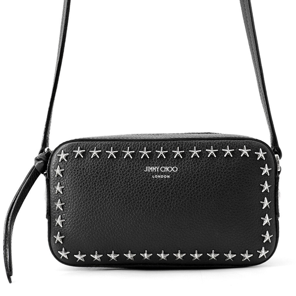 Jimmy Choo shoulder bag, star stud leather, JIMMY CHOO handbag, black,